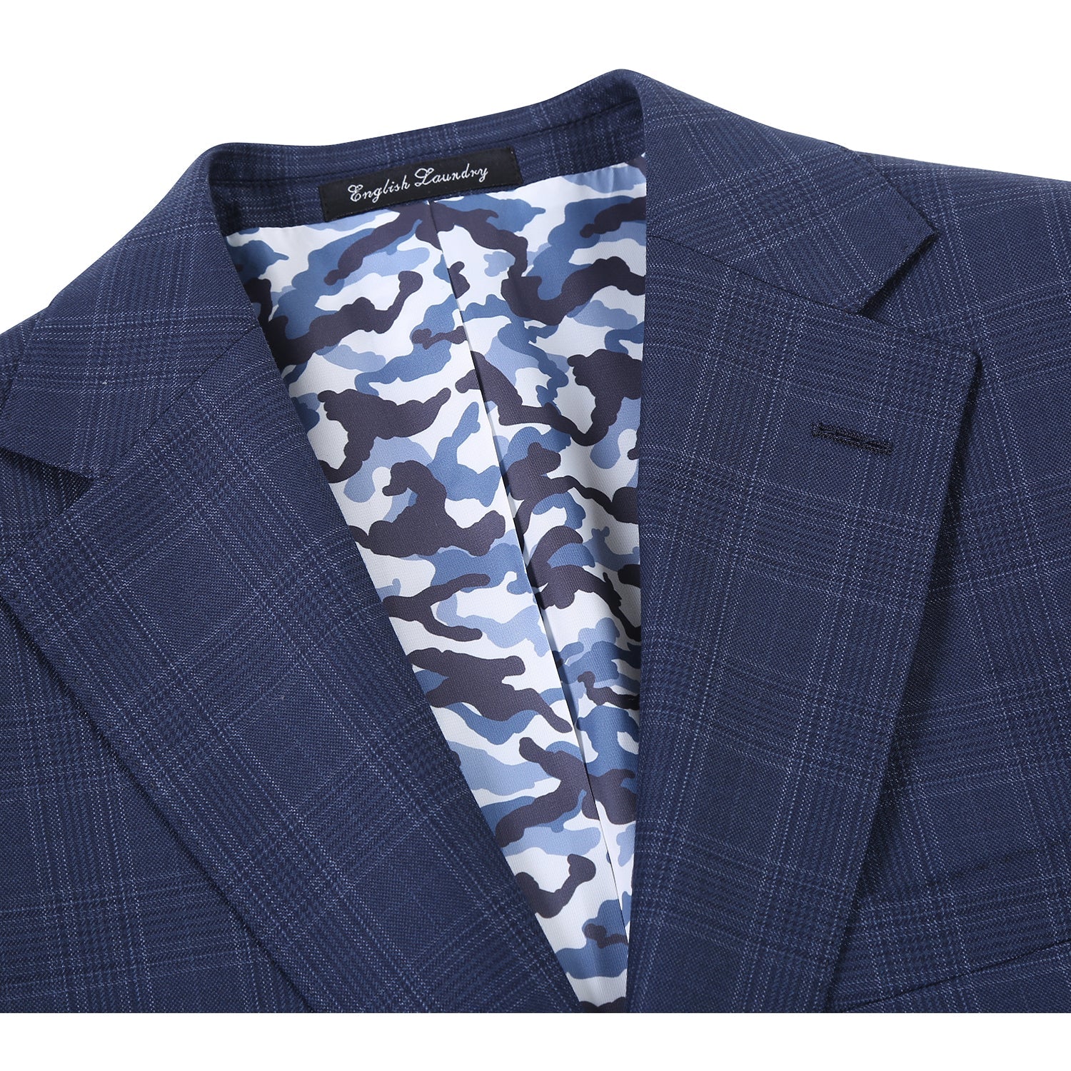 Wool Stretch Single Breasted SLIM FIT Suit in Blue Check (Short, Regular, and Long Available) by English Laundry