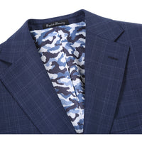 Wool Stretch Single Breasted SLIM FIT Suit in Blue Check (Short, Regular, and Long Available) by English Laundry