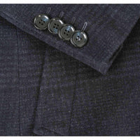 Wool Blend SLIM FIT Longline Overcoat with Quilted Zip-Out Lining in Navy Plaid (Regular & Long Lengths) by English Laundry