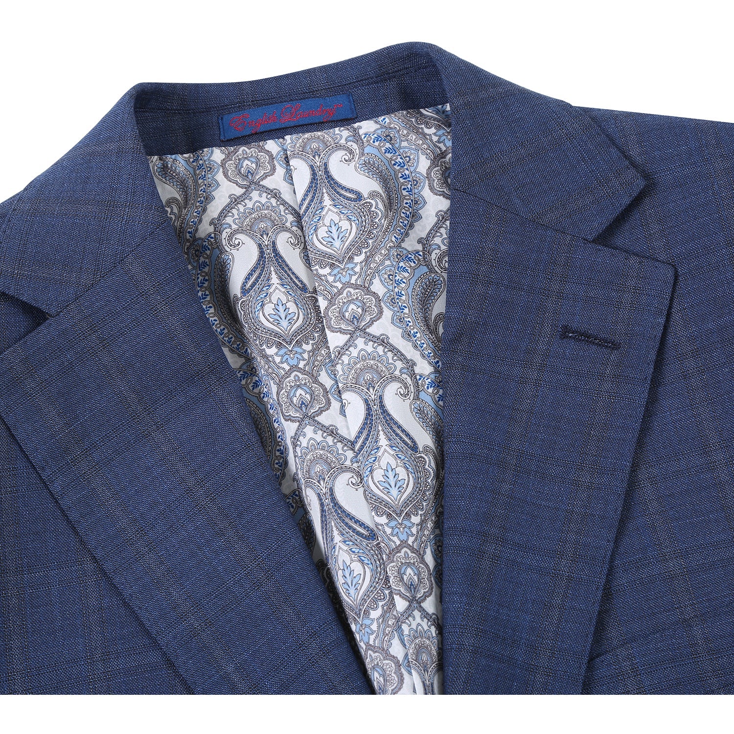 Stretch Performance Single Breasted SLIM FIT Suit in Blue Check (Short, Regular, and Long Available) by English Laundry