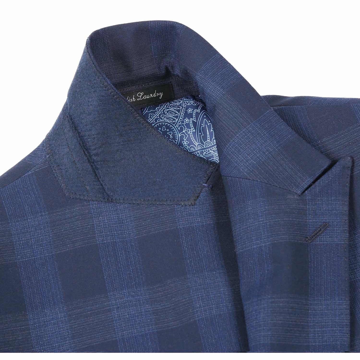 Wool Stretch Double Breasted SLIM FIT Suit in Grey and Brown Plaid (Short, Regular, and Long Available) by English Laundry