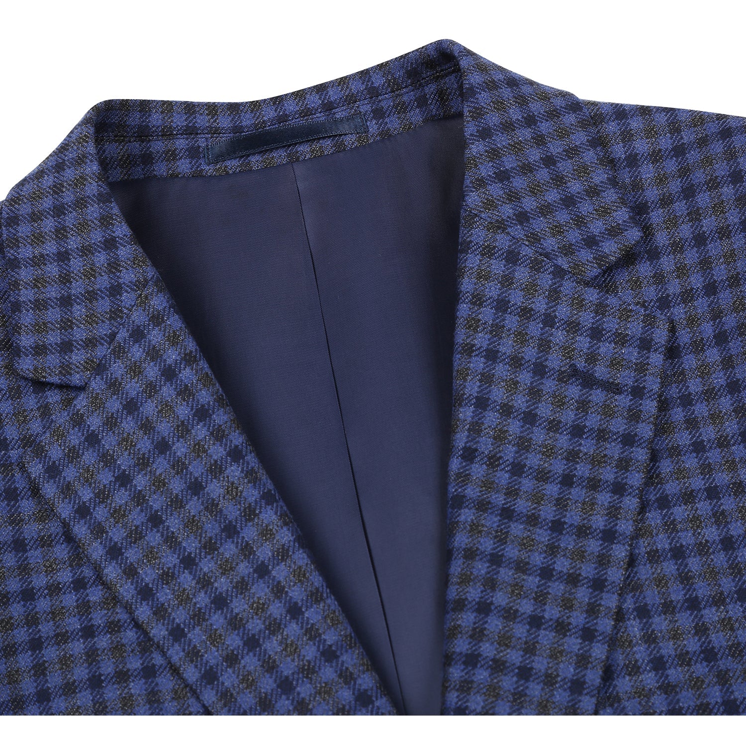 Wool Blend CLASSIC FIT Blazer in Blue and Grey Check (Short, Regular, and Long Available) by Renoir