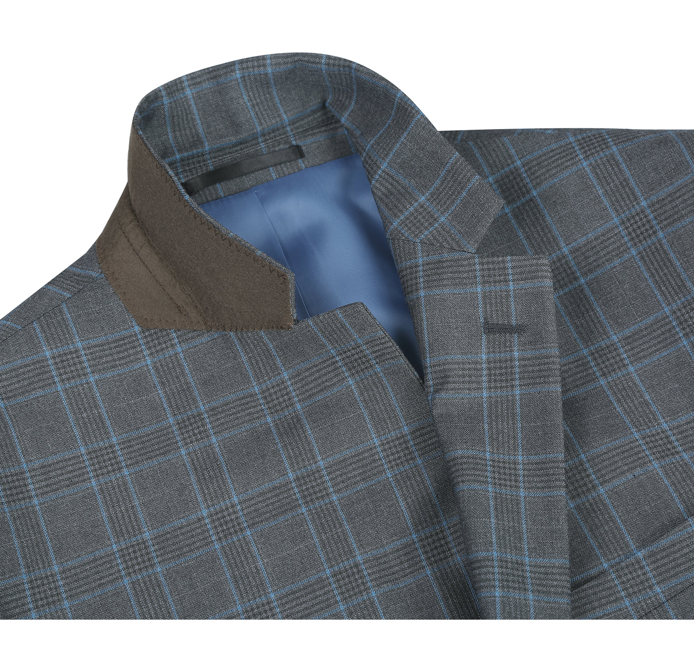 Stretch Performance 2-Button CLASSIC FIT Suit in Grey and Blue Check (Short, Regular, and Long Available) by Renoir