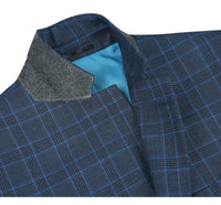 Stretch Performance 2-Button CLASSIC FIT Suit in Blue and Navy Check (Short, Regular, and Long Available) by Renoir