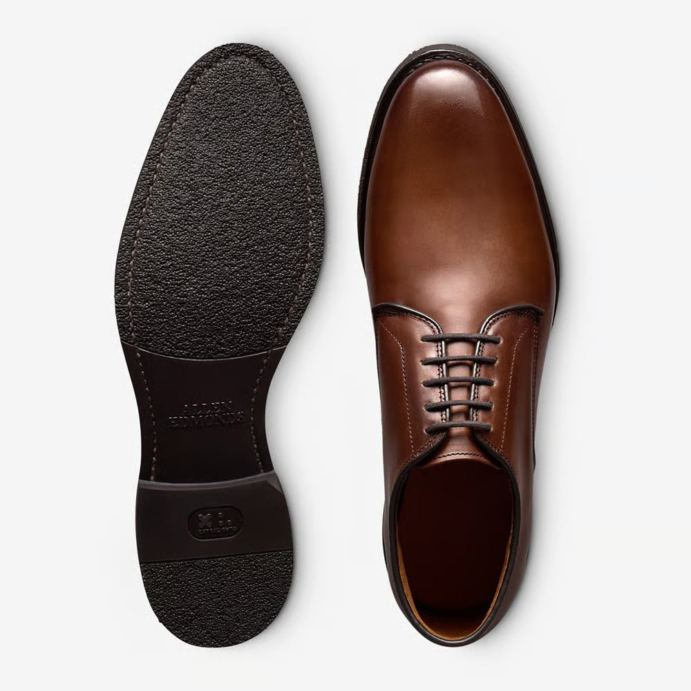 Ramsey Plain-Toe Derby Dress Shoe in Chili Leather by Allen Edmonds