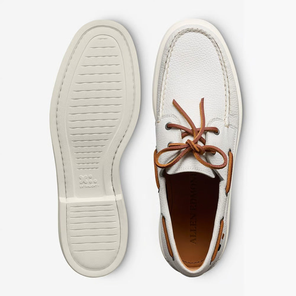 Panama Boat Shoe in White Weatherproof Leather by Allen Edmonds