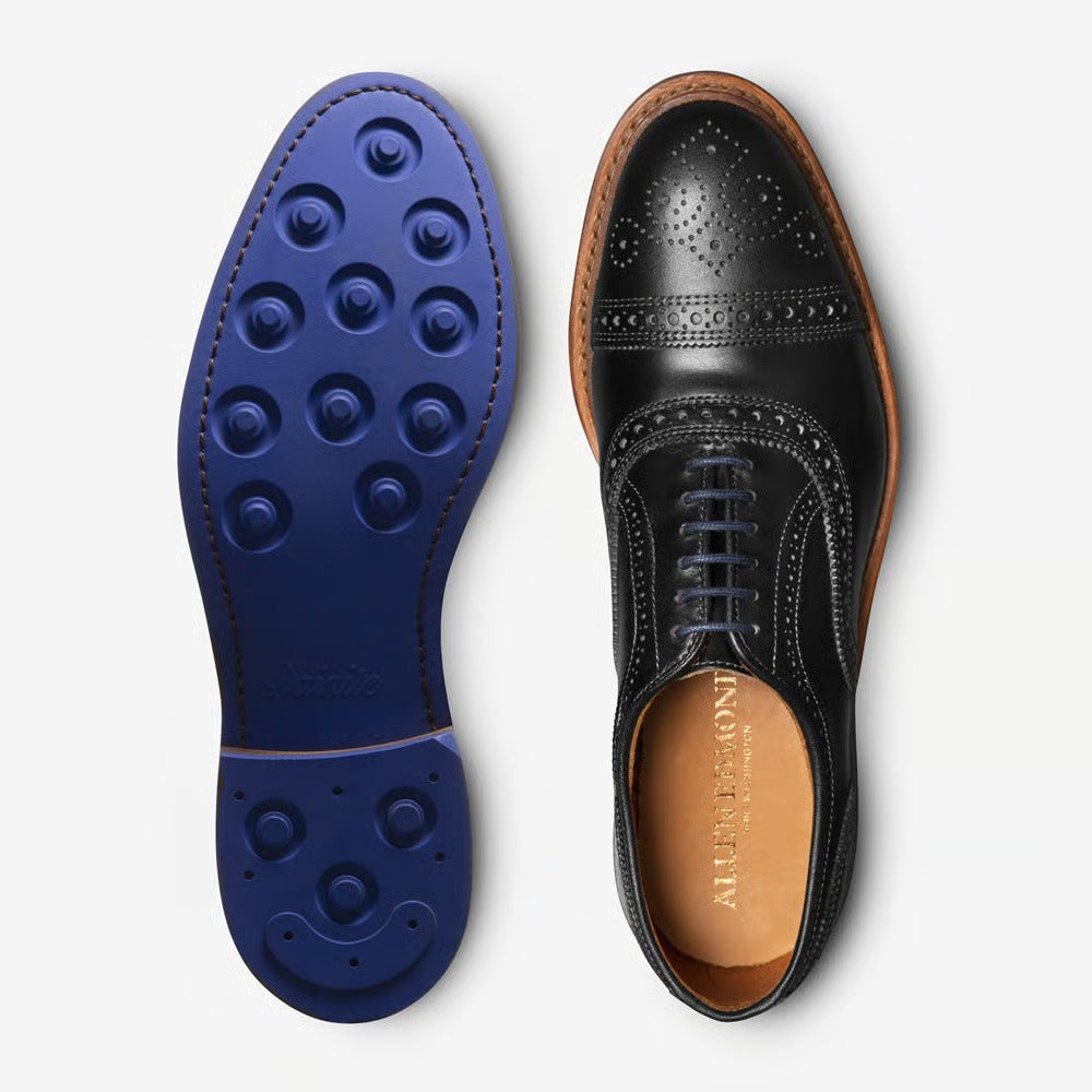Strandmok Cap-Toe Oxford with Dainite Rubber Sole in Black Chromexcel Leather by Allen Edmonds