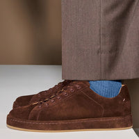 Barnes Lace-Up Sneaker in Polo Brown Suede by Allen Edmonds