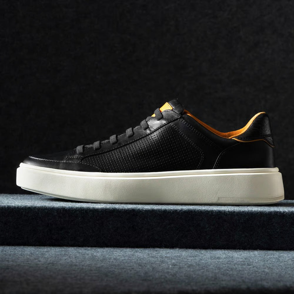Oliver Slip-On Stretch-Lace Sneaker in Black Leather by Allen Edmonds