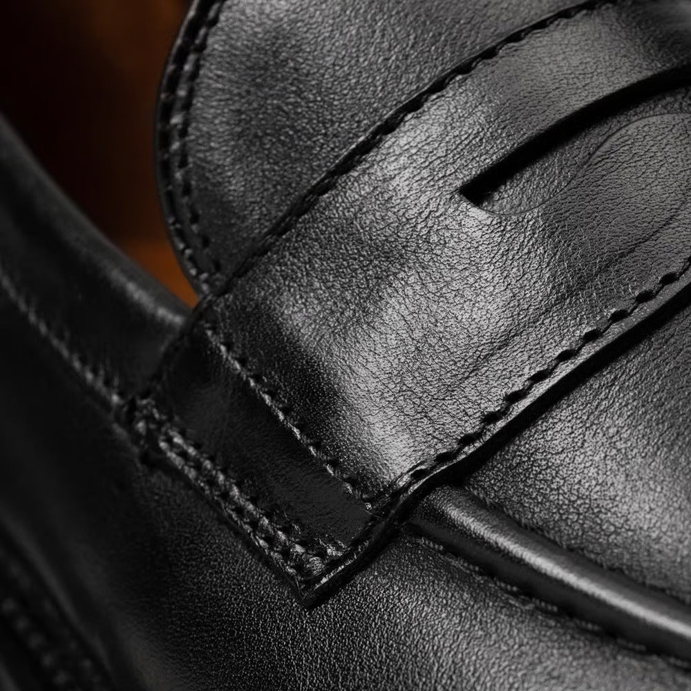 Randolph Verse Penny Loafer in Black Leather by Allen Edmonds