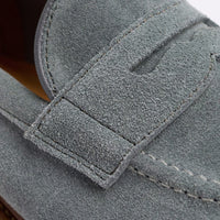 Randolph Verse Penny Loafer in Steel Blue Suede by Allen Edmonds