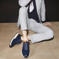Lawson Lace-Up Sneaker in Navy Leather by Allen Edmonds