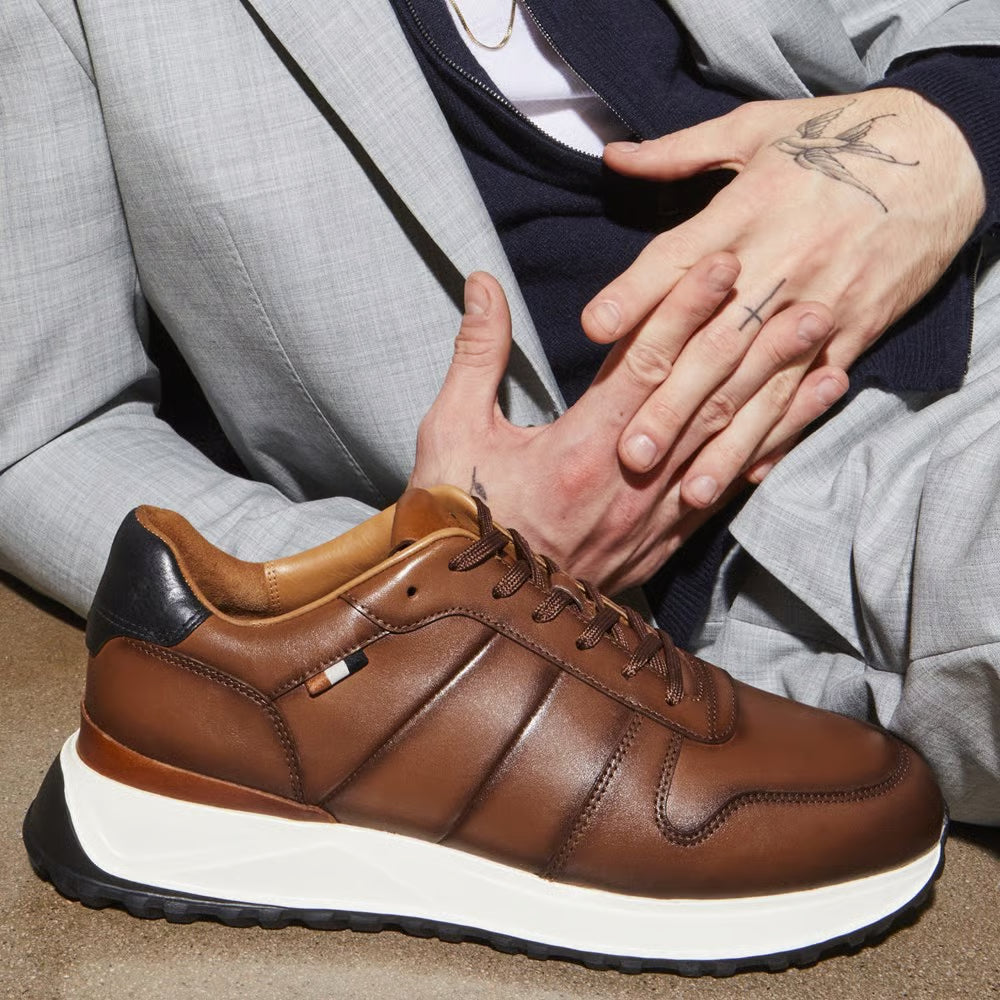 Lawson Lace-Up Sneaker in Chestnut Leather by Allen Edmonds