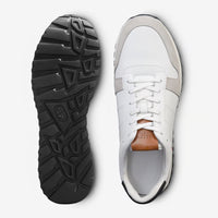 Lawson Lace-Up Sneaker in White Leather with Suede Accents by Allen Edmonds