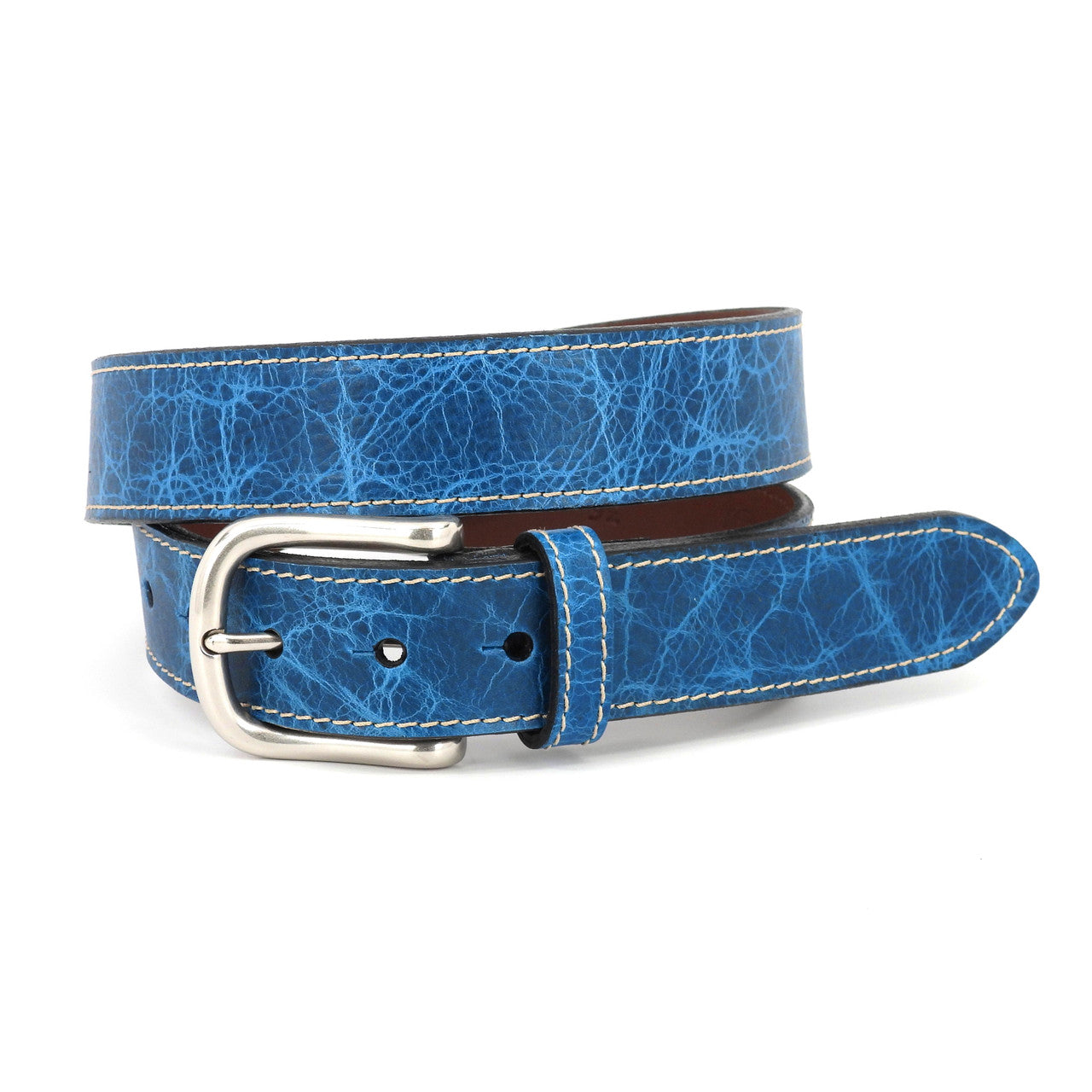 Italian Shrunken Calfskin Casual Belt in Cobalt by Torino Leather