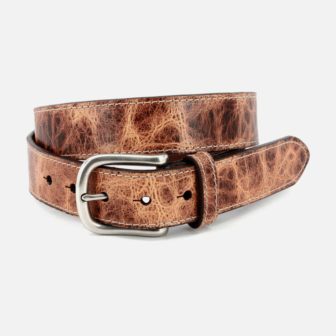 Italian Shrunken Calfskin Casual Belt in Cognac by Torino Leather