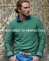 Textured Crew Neck Cotton Sweatshirt in Hunter by Borgo28