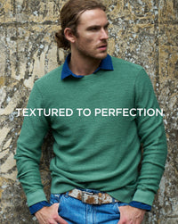 Textured Crew Neck Cotton Sweatshirt in Hunter by Borgo28