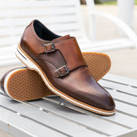 Legerra Hand Burnished Italian Calfskin Monk Strap Shoe in Brown by Zelli Italia