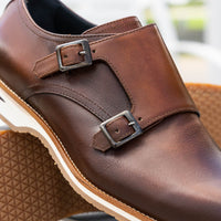 Legerra Hand Burnished Italian Calfskin Monk Strap Shoe in Brown by Zelli Italia