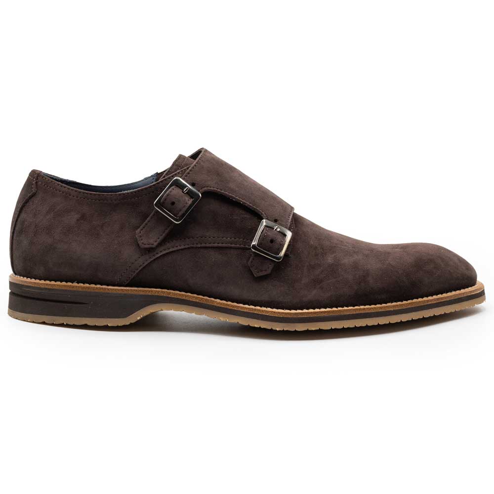 Legerra Sueded Goatskin Monk Strap Shoe in Brown by Zelli Italia