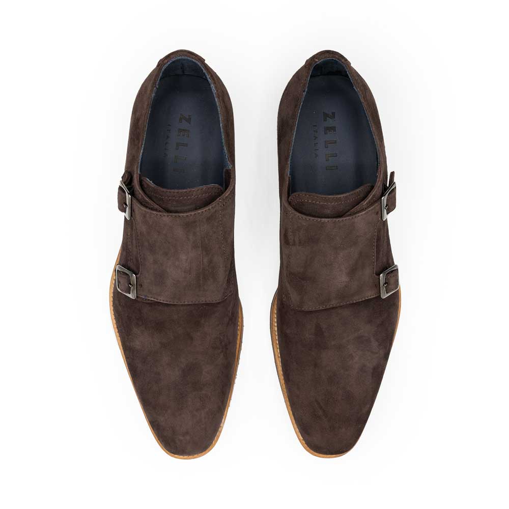 Legerra Sueded Goatskin Monk Strap Shoe in Brown by Zelli Italia