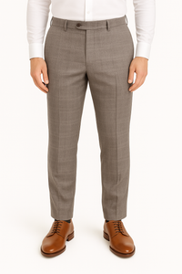 Stretch Flamee Wool Blend Performance Trouser in Taupe (Venice Modern Fit) by Berle
