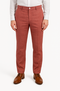 Chambray Linen Pant in Red (Venice Modern Fit) by Berle