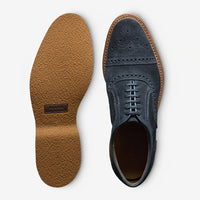 Strand Verse Cap-Toe Oxford Dress Shoe with Perf Detailing in Navy Suede by Allen Edmonds