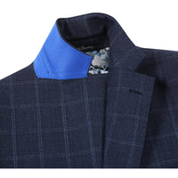 Wool Stretch Single Breasted SLIM FIT Suit in Navy Check (Short, Regular, and Long Available) by English Laundry