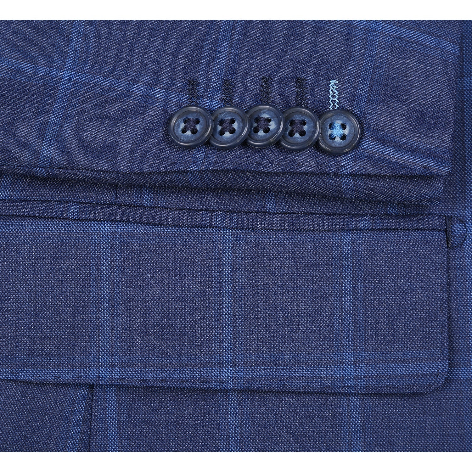 Wool Stretch Single Breasted SLIM FIT Suit in Navy Windowpane Check (Short, Regular, and Long Available) by English Laundry