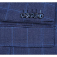 Wool Stretch Single Breasted SLIM FIT Suit in Navy Windowpane Check (Short, Regular, and Long Available) by English Laundry