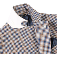 Single Breasted SLIM FIT Half Canvas Knit Soft Jacket in Brown and Blue Check (Short, Regular, and Long Available) by Pelago