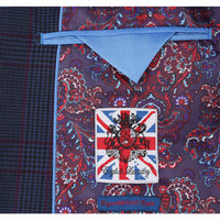 Stretch Performance Single Breasted SLIM FIT Suit in Blue with Burgundy Check (Regular and Long Available) by English Laundry