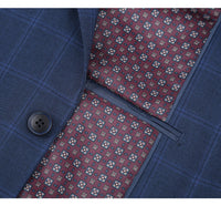 Performance 2-Button SLIM FIT Suit in a Tonal Blue Windowpane Check (Regular and Long Available) by Renoir