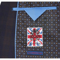 Stretch Performance Double Breasted SLIM FIT Suit in Brown with Navy Check by English Laundry