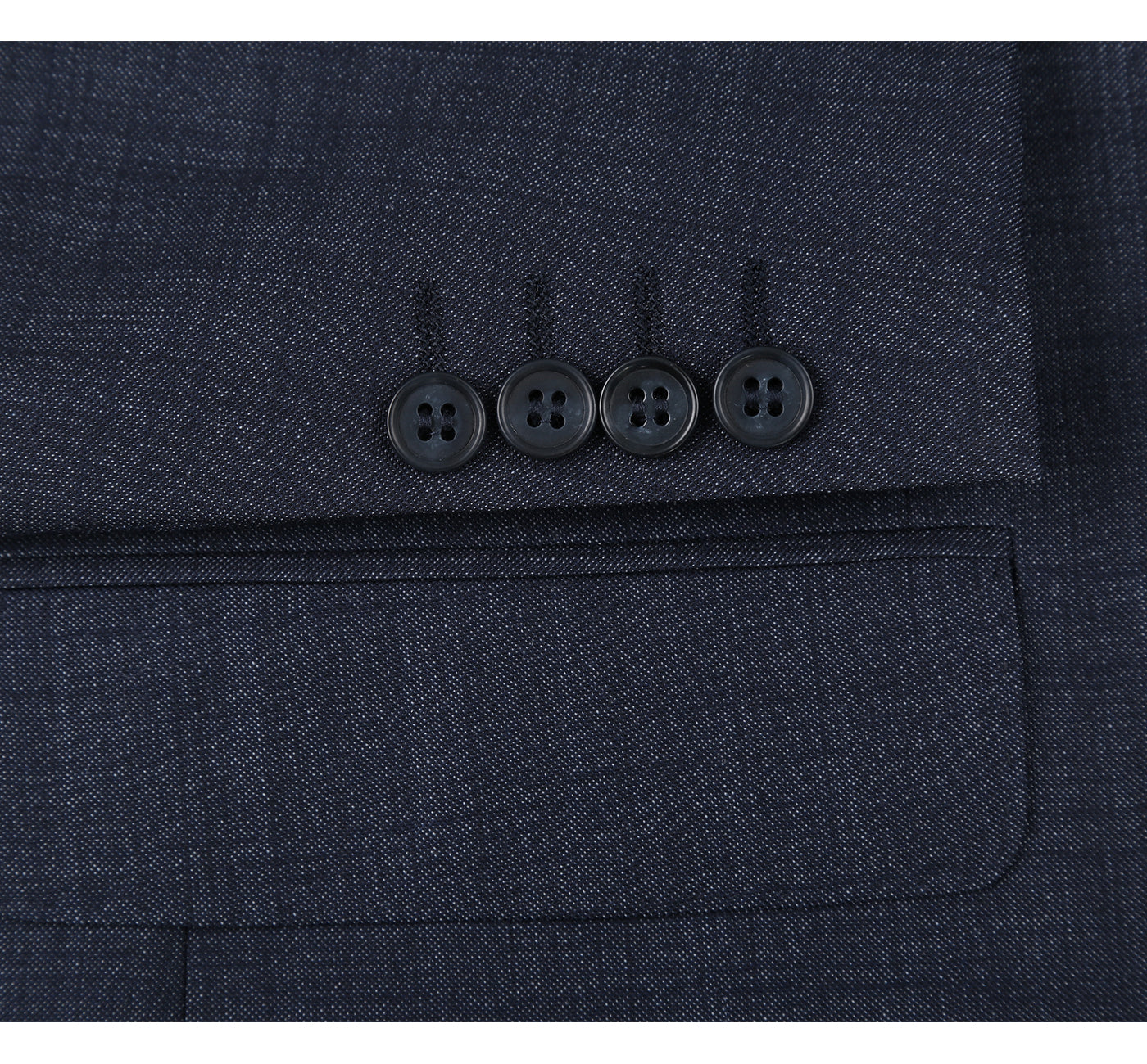 Navy Micro Birdseye Stretch Wool 2-Button CLASSIC FIT Suit (Short, Regular, and Long Available) by Renoir