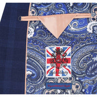 Stretch Performance Single Breasted SLIM FIT Suit in Navy Check (Short, Regular, and Long Available) by English Laundry