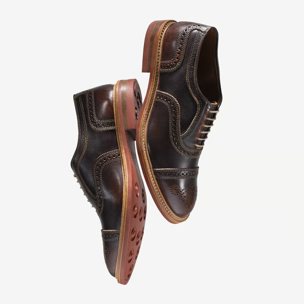 Strandmok Cap-Toe Oxford with Dainite Rubber Sole in Brown Saddle Leather by Allen Edmonds