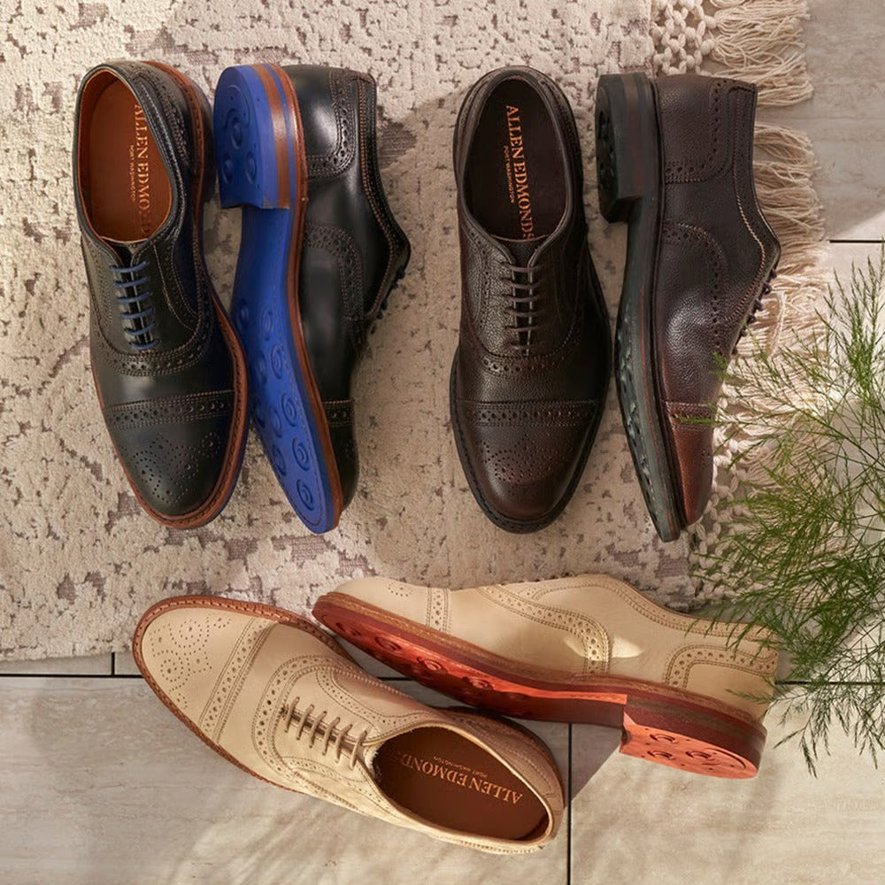 Strandmok Cap-Toe Oxford with Dainite Rubber Sole in Black Chromexcel Leather by Allen Edmonds