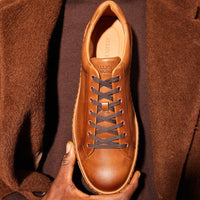 Barnes Lace-Up Sneaker in Coffee Brown Leather by Allen Edmonds