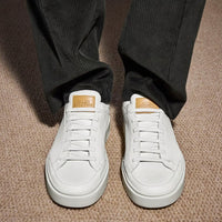 Oliver Slip-On Stretch-Lace Sneaker in White Leather by Allen Edmonds
