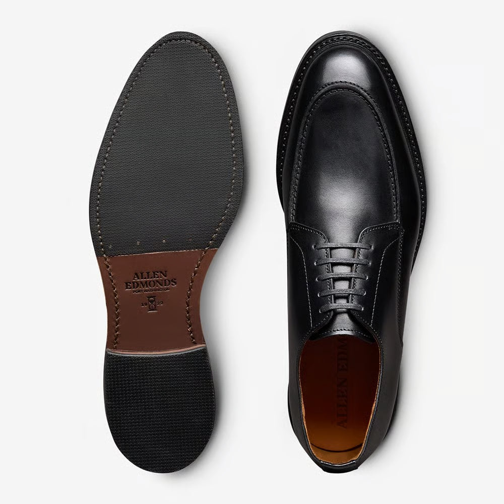 Rivington Apron-Toe Derby Dress Shoe in Black Leather by Allen Edmonds