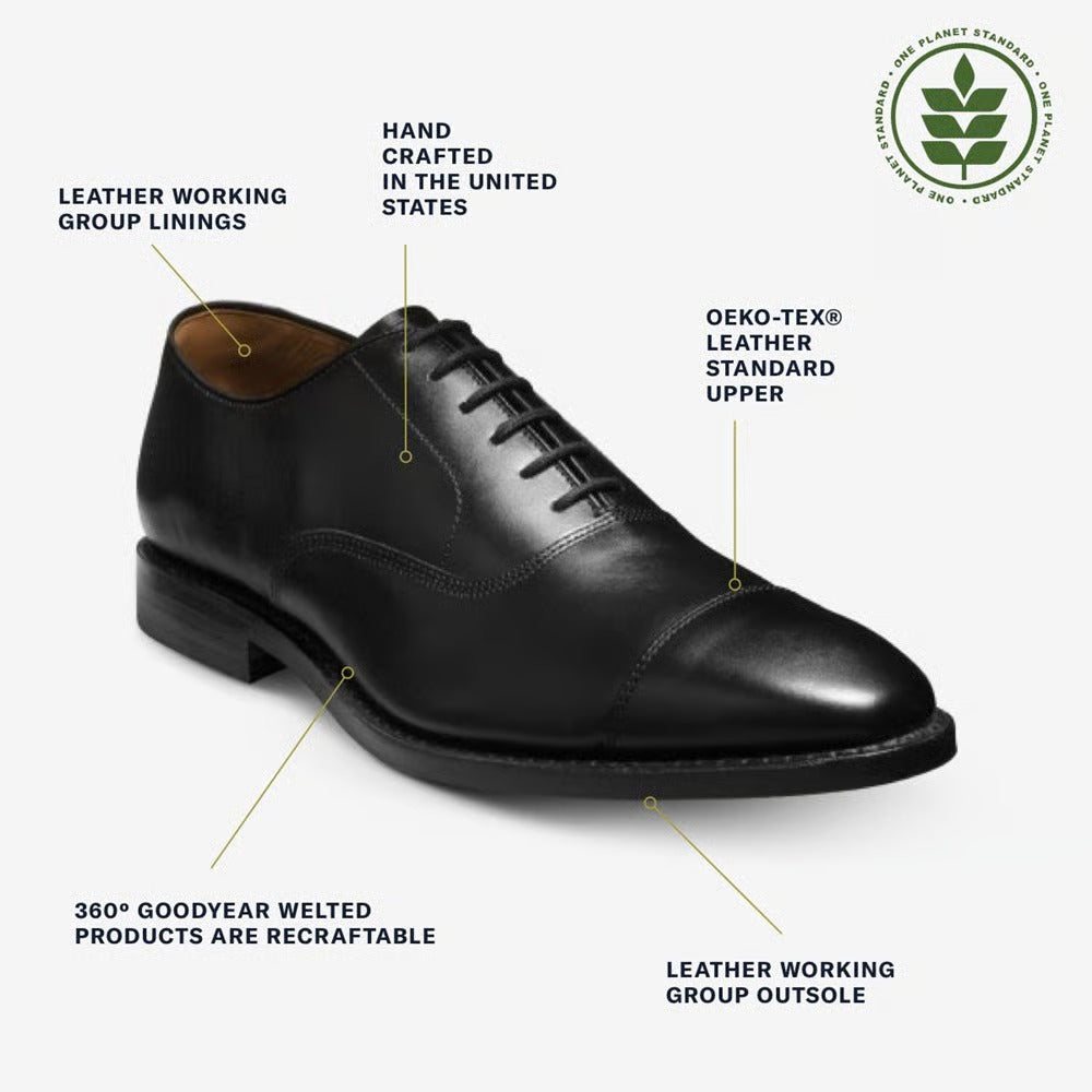 Park Avenue Cap-Toe Oxford Dress Shoe in Black Leather by Allen Edmonds