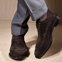 Rivington Apron-Toe Derby Dress Shoe in Bitter Chocolate Suede by Allen Edmonds
