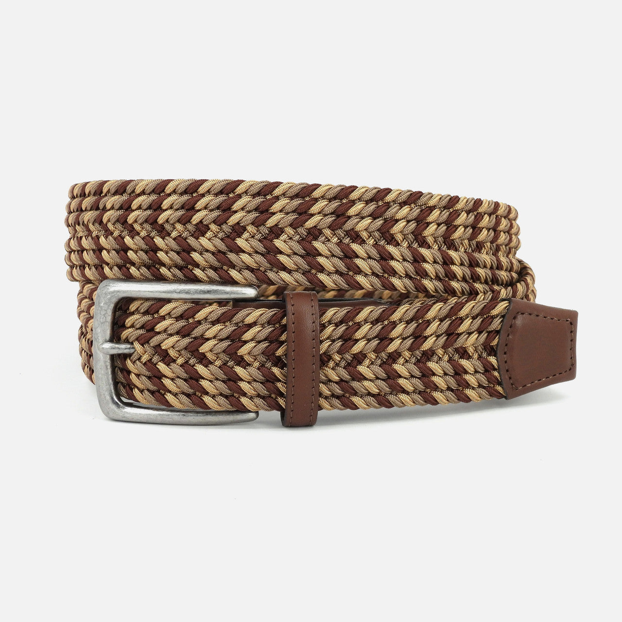 Italian Braided Stretch Rayon Casual Belt in Brown Multi by Torino Leather