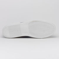 Olympias Italian Calfskin & Crocodile Stripe Sneaker in White/Navy by Zelli Italia