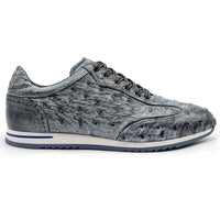 Rio Ostrich Quill Sneaker in Black Denim by Zelli Italia