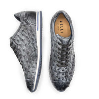 Rio Ostrich Quill Sneaker in Black Denim by Zelli Italia