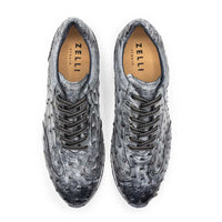 Rio Ostrich Quill Sneaker in Black Denim by Zelli Italia